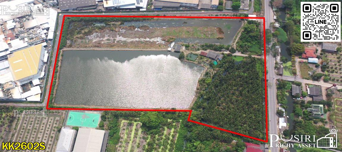 ขายที่สวยเด่น สร้างโรงงานได้ทุกประเภท หน้ากว้าง 202 เมตร ขนาด 28 ไร่ 162 วา ติดคลอง ถนนกว้างใช้รถเทเลอร์ได้สะดวก ใกล้นิคมสมุทรสาคร - KK2602S 2