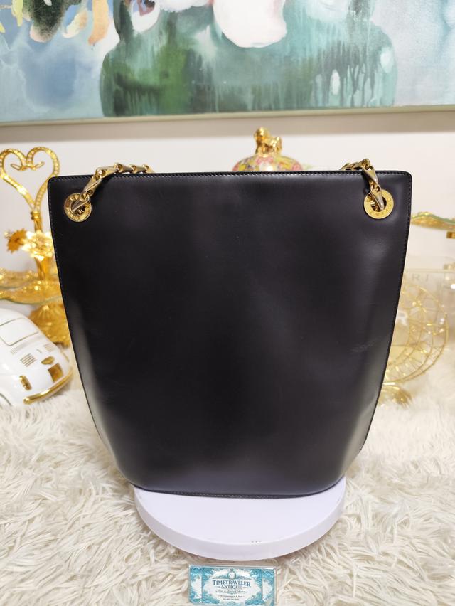 🌟 [Rare Vintage] Vintage Celine Black Leather Bucket Chain Shoulder Bag