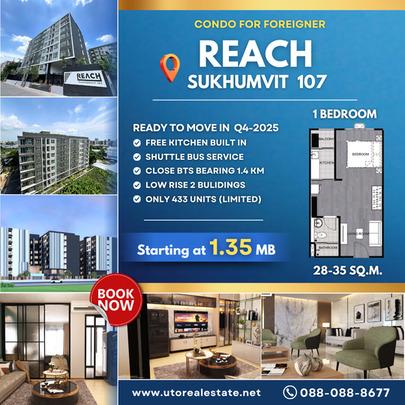 Your Affordable Urban Escape Awaits Welcome to Reach Sukhumvit 107 – just 1.4 km from BTS Bearing 1