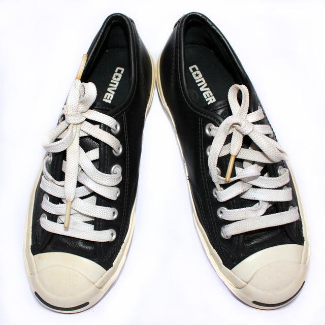 CONVERSE รองเท้าผ้าใบมือสอง Jack Purcell สีดำ หนัง สภาพสวยๆชิคๆ จัดส่งฟรี!!! เก็บปลายทาง