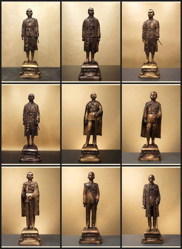 764.พระบรมรูปหล่อสมเด็จพระบูรพกษัตริยาธิราช รัชกาลที่ 1 - รัชกาลที่ 9 แห่งมหาจักรีบรมราชวงศ์