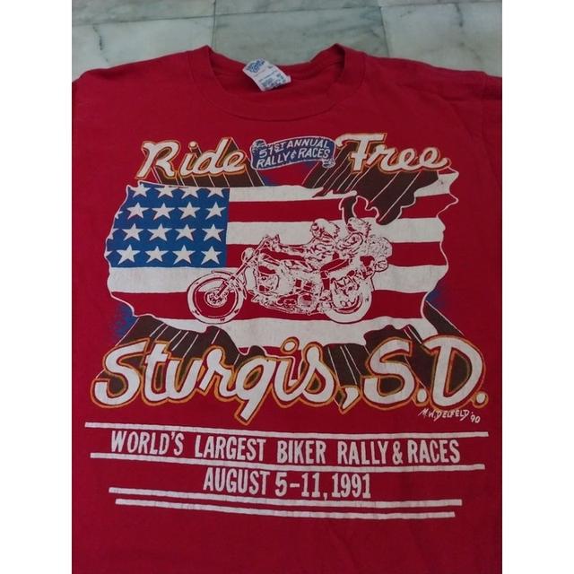เสื้อยืดแขนสั้น แนวไบค์เกอร์ Sturgis,S.D.Ride & Free 51st Anniversary 1991 แท้ มือสอง สภาพดี ของพร้อมส่งครับ รูปย่อยที่ 2