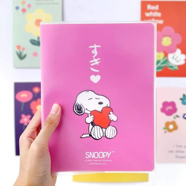 สมุดโน๊ตปก pvc ขุ่น มีเส้น ขนาด A5 ลาย snoopy