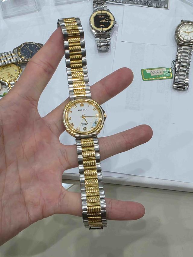 A.นาฬิกา ARIES GOLD 23K GP ของใหม่เก่าเก็บ มือ1 สวยหายาก เดิมๆ ขายตามสภาพ พร้อมส่ง