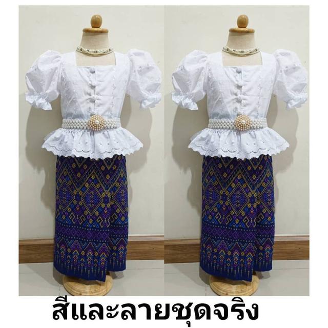 รูป ชุดไทยเด็กหญิง setเสื้อแขนตุ๊กตากับผ้าถุง 4