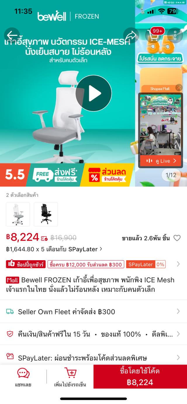 เก้าอี้เพื่อสุขภาพ Bewell รุ่น frozen 6