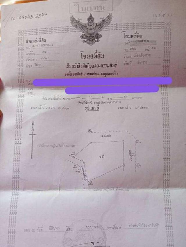 ขายที่ดินโฉนด (น.ส. 4 จ.) อำเภอเมืองจังหวัดเชียงราย 19-1-53 ไร่ 1