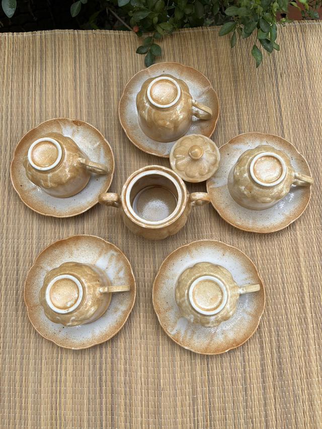 ชุดถ้วยชากาแฟเซรามิก +จานรอง10 ใบ พร้อมโถใส่น้ําตาล 1 ใบ งานญี่ปุ่น รูปที่ 3