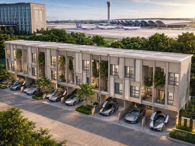 ทาวน์โฮม 3 ชั้น กว้าง 5.5 เมตร 3-4นอน 4 น้ำ ARL ลาดกระบัง 900 ม. รอยัลลาดกระบังกอล์ฟ จอดรถ2-3คัน 20 ตร.ว. 240 ตร.ม. สุวร 1