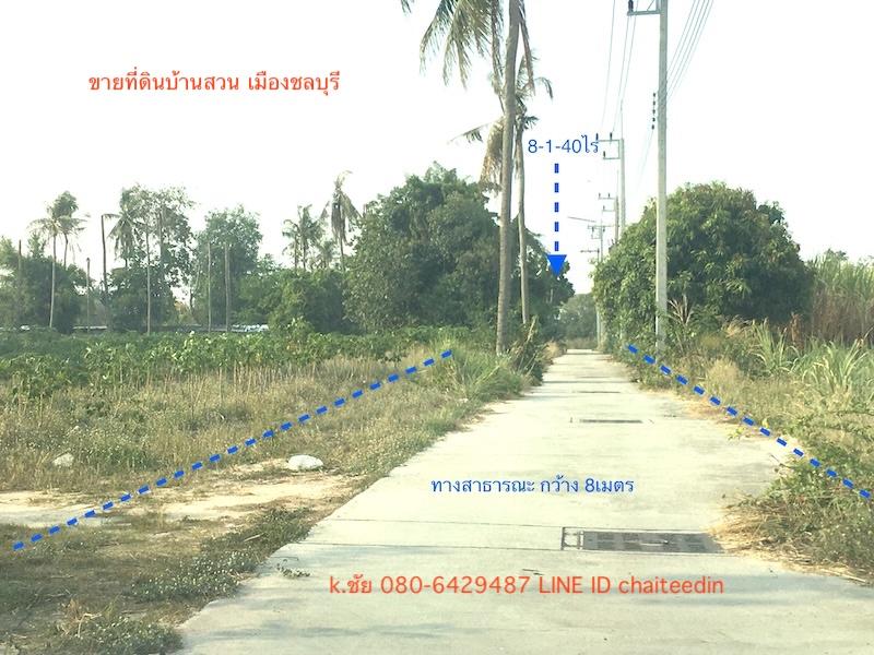 ขายที่ดินในเมืองชลบุรี บ้านสวน เนื้อที่ 8.5ไร่ใกล้ถนนบายพาสเลี่ยงเมืองชลบุรี ห่างจากถนนเลี่ยงเมืองชลบุรี 800เมตร 1