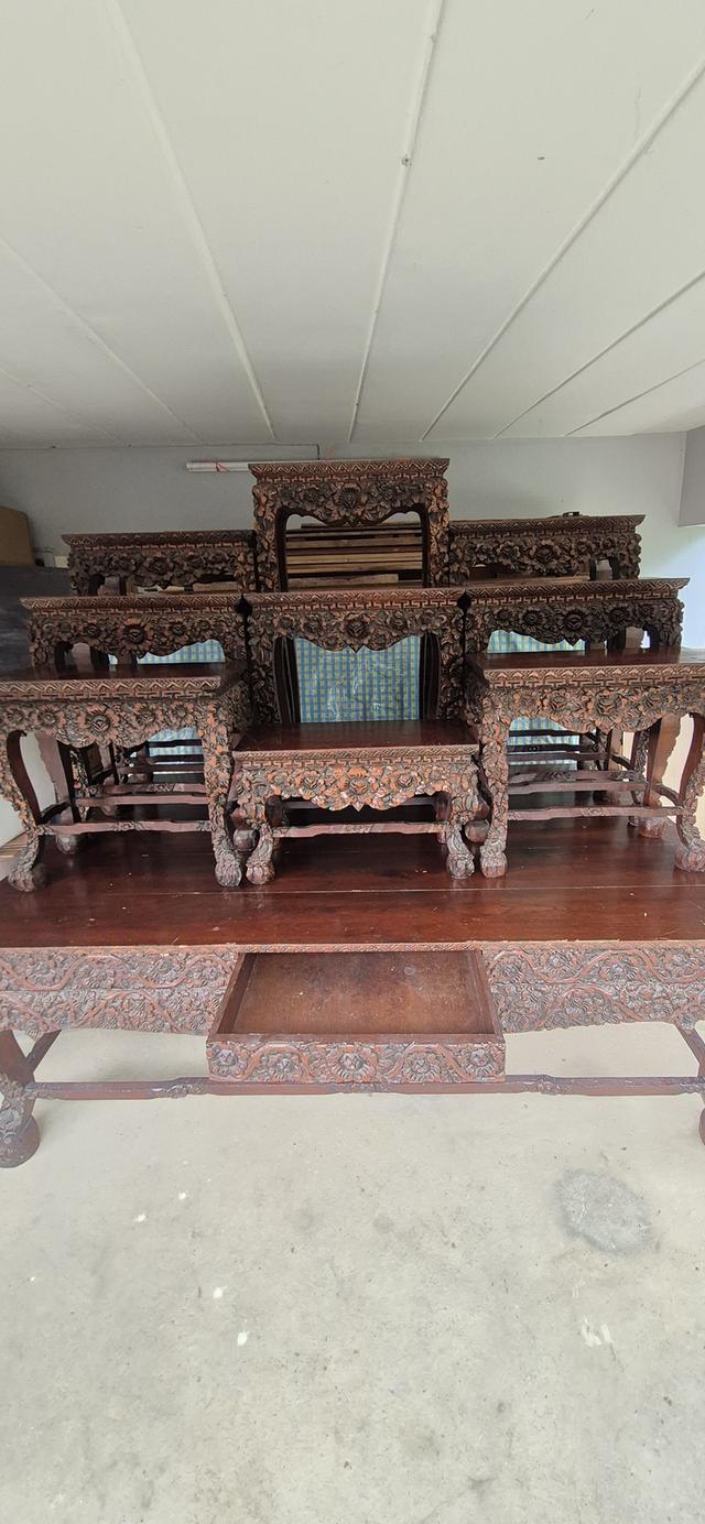 โต๊ะหมู่บูขา หมู่9 ไม้สักแกะสลัก