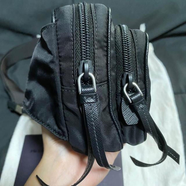 กระเป๋า Prada รุ่น Leather Shoulder Strap Backpack Black 4