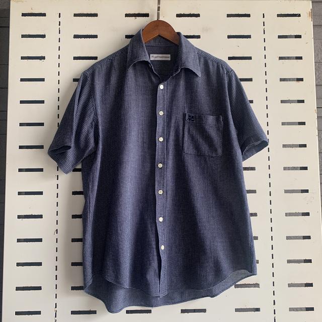 เสื้อเชิ้ตแขนสั้น Courrèges Homme ตารางเล็ก