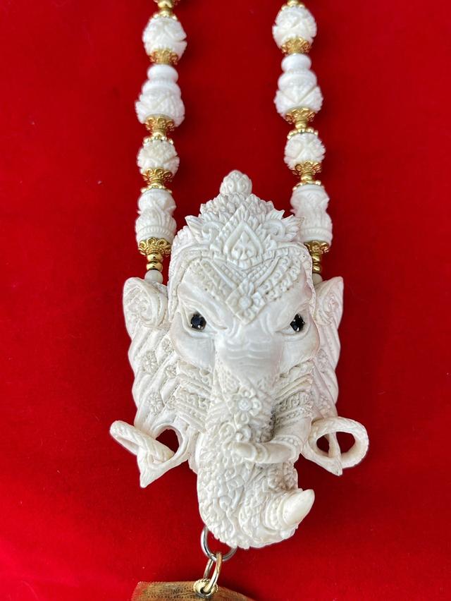 สร้อยงาช้างแกะสลัก สร้อยงาช้างแท้ทั้งเส้น ขนาดยาง14นิ้ว สร้อยคองาช้าง ปลายงาแกะสลัก 8