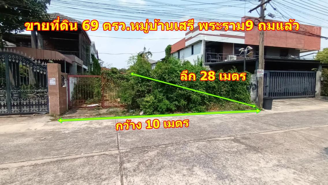 ขายที่ดินหมู่บ้านเสรี พระราม9 เนื้อที่ 69 ตรว ฝั่ง The Nine ที่ดินแปลงสวยทำเลดีเหมาะสำหรับสร้างบ้านพักอาศัย 1