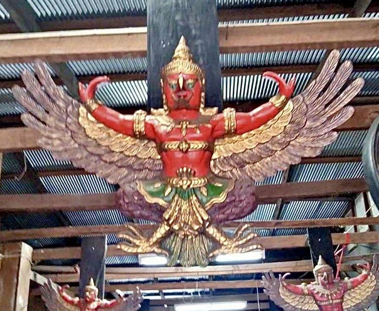 พญาครุฑไม้สัก ครุฑไม้สัก ขนาด1เมตร ครุฑไม้แกะสลัก