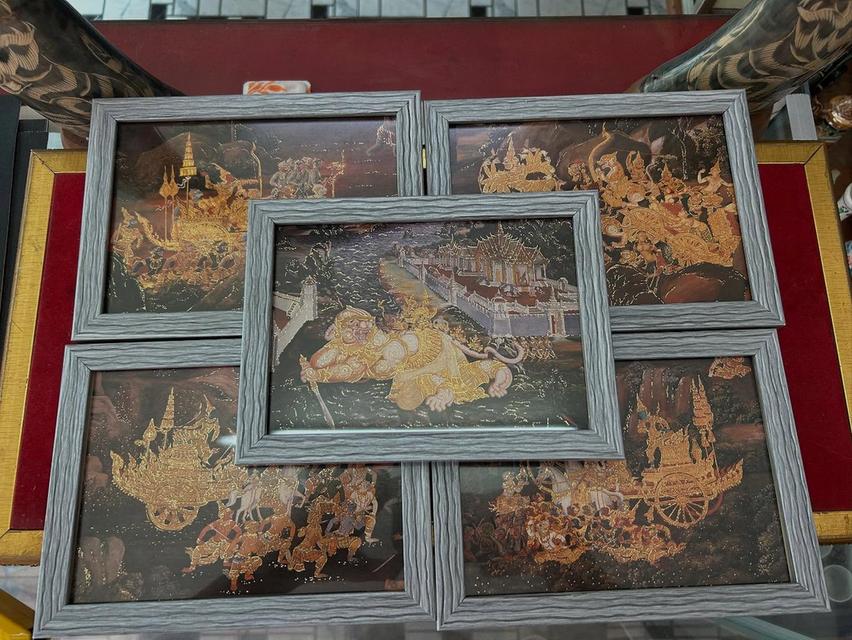 ชุดภาพรามเกียรติ์เก่า 5 ใบพร้อมกรอบ เป็น สคส ชุดรามเกียรติ์เก่า ไม่ต่ำกว่า 20 ปี 10