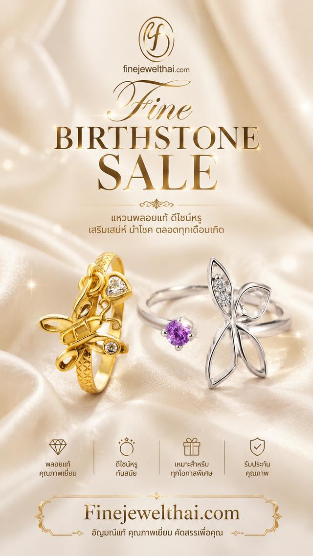 Finejewelthai แหวนผีเสื้อ แหวนอะเมทิสต์ R1443amt