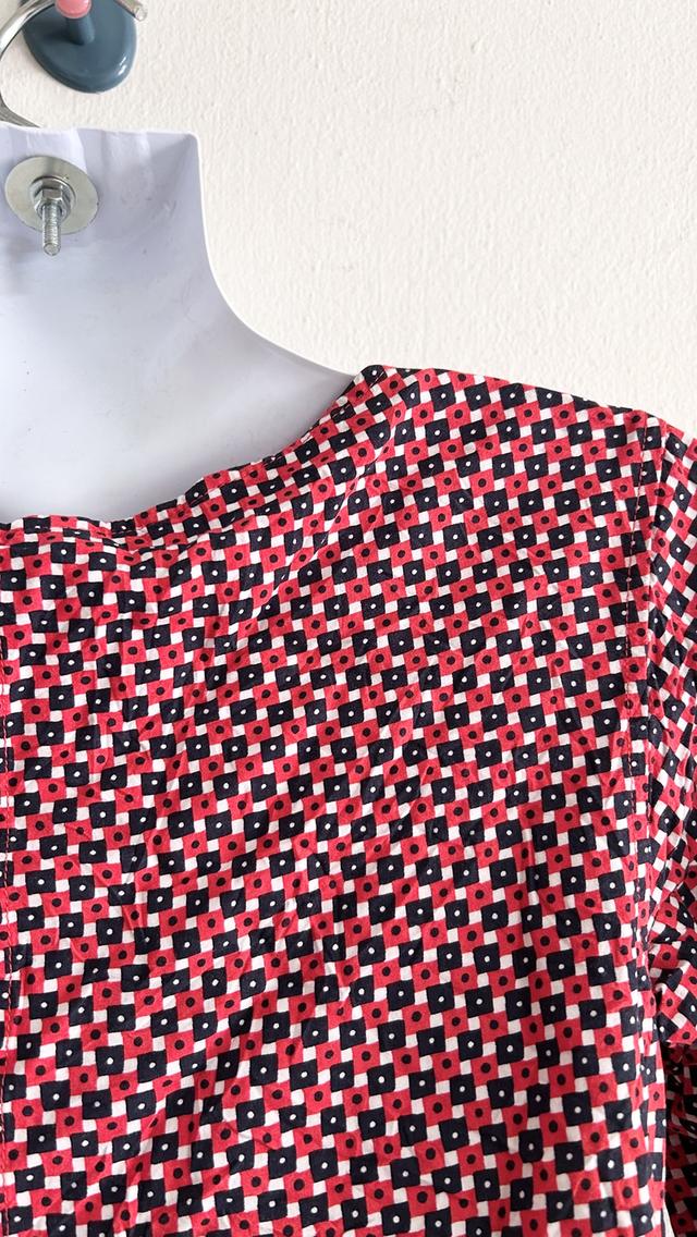 ยุนิS เดรสสั้นแขน4 ส่วนเรยอนลายกราฟฟิค รูปที่ 5