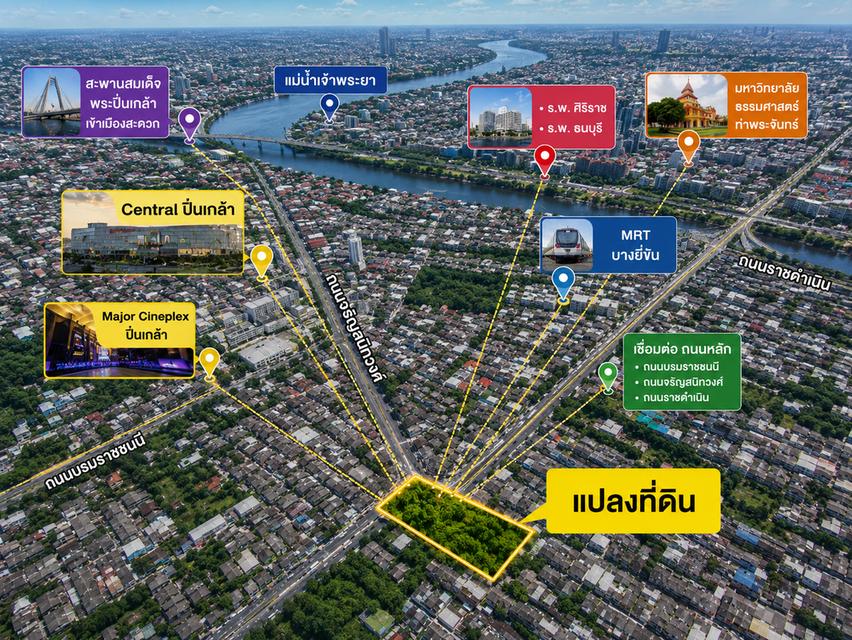 🔥ที่ดิน จรัญสนิทวงศ์ ซอย | 726 ตร.ว. | ใกล้ MRT บางยี่ขัน 2