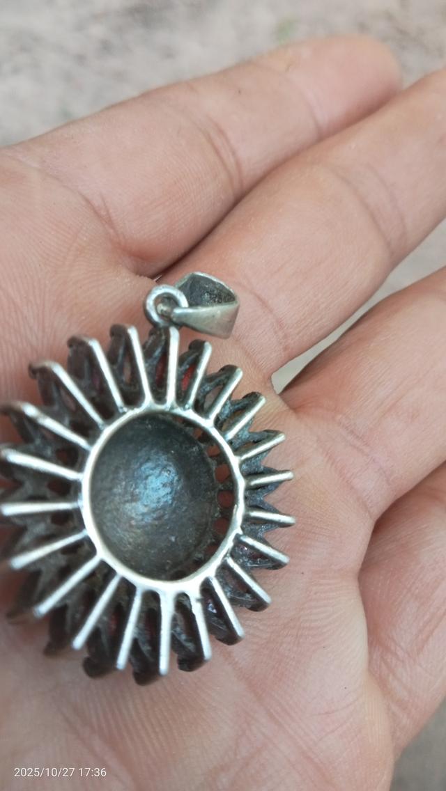 จี้เงินเก่า ต๊อก925ประดับพลอยเก้าสีมณีนพเก้า 2