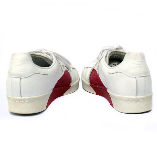 Adidas รองเท้าผ้าใบมือสอง สีขาวขลิบแดง สภาพงามๆ จัดส่งฟรี!!! เก็บปลายทาง 6