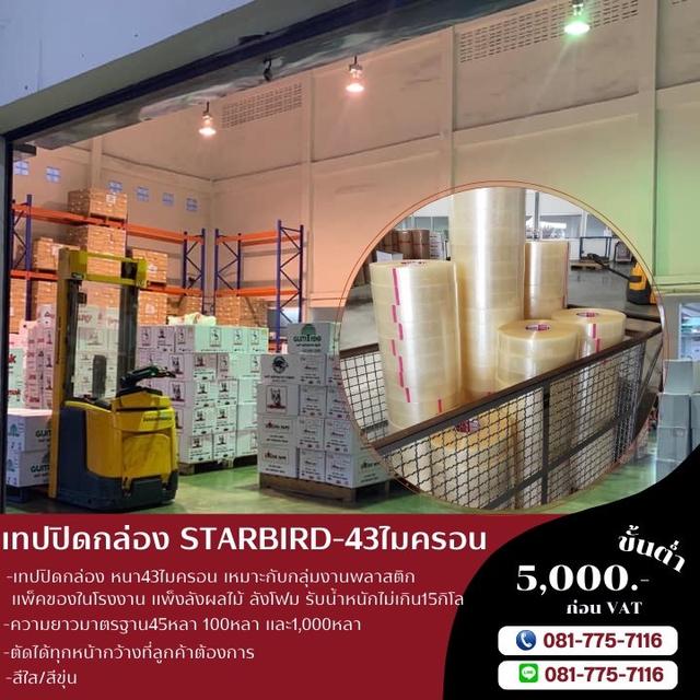 เทปปิดกล่อง เทปกาวยี่ห้อสตาเบิต Starbird เทปกาวโรงงาน43ไมครอน  5