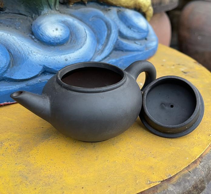 ปั้นชาอี๋ซิง Yixing teapot สีดำ ใบเล็ก ป้านชาเก่า กาน้ำชาดินเผาโบราณ 6
