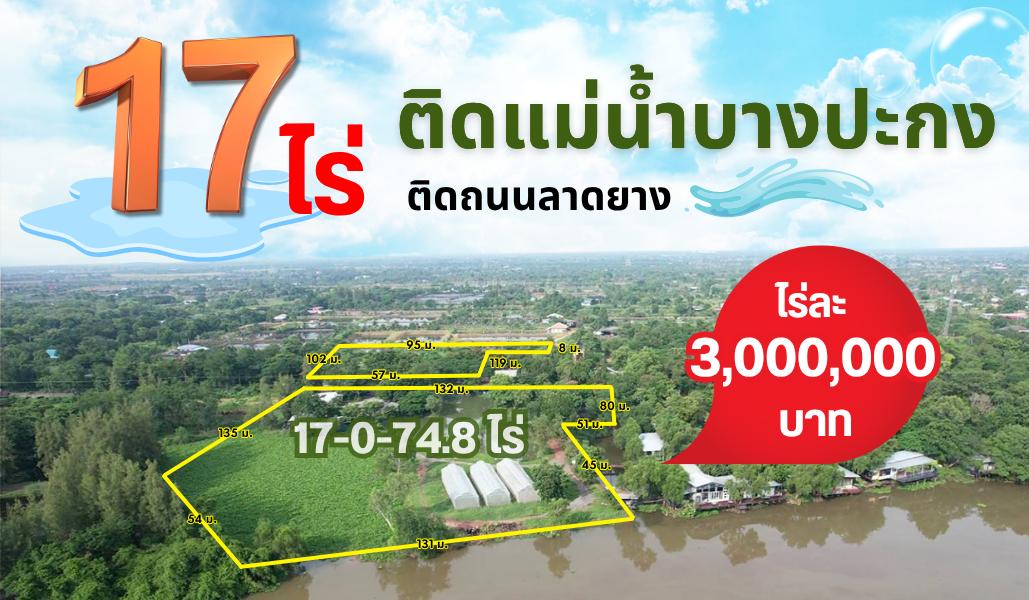 ขายที่ดินบางคล้าพร้อมสิ่งปลูกสร้าง 17 ไร่ ติดถนนลาดยางติดแม่น้ำบางปะกง ทำเลทองเหมาะพัฒนาติดธารราบางคล้า จ.ฉะเชิงเทรา 1