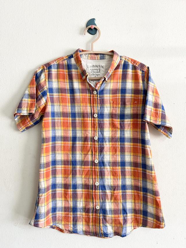 คอนเวิสL เสื้อเชิ้ตหญิงแขนสั้นลายสก๊อตส้ม
