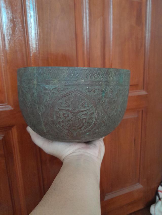 ขันกะไหล่เงิน โบราณ งานมือ เก่าเก็บ ขนาด7.5นิ้ว 2