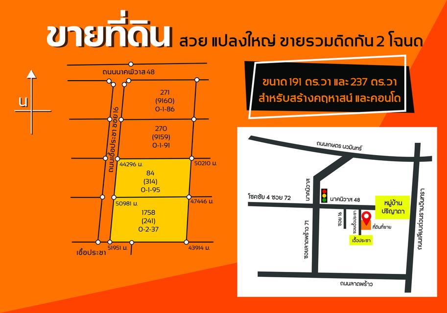 ขายที่ดินสวย กทม. ลาดพร้าว 71 - นาคนิวาส 48 แยก 18 (เอื้อประชา) 