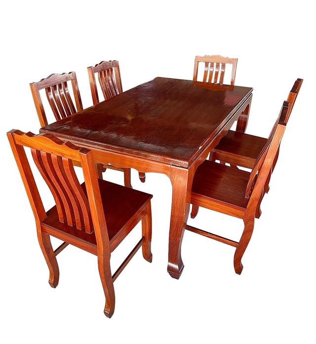 ชุดโต๊ะไม้ประดู่ 6ที่นั่ง โต๊ะไม้ประดู่แผ่นเดียว โต๊ะไม้ประดู่ โต๊ะรับประทานอาหาร