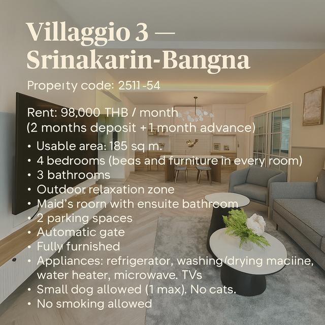 ให้เช่า บ้านเดี่ยว 𝐕𝐢𝐥𝐥𝐚𝐠𝐠𝐢𝐨 𝟑 ศรีนครินทร์–บางนา บ้านใหม่ แต่งครบ เฟอร์นิเจอร์ครบทุกห้อง เครื่องใช้ไฟฟ้าครบ พร้อมเข้าอยู่ได้ทันที 1