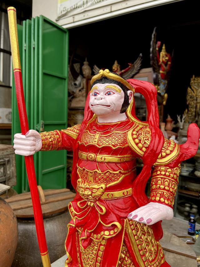 เห้งเจียไม้ เห้งเจียถือกระบอง แกะสลัก เห้งเจียหน้าดุ 8