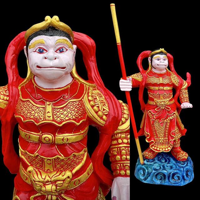 เห้งเจียไม้ เห้งเจียถือกระบอง เห้งเจียหน้าดุ แกะสลัก 4