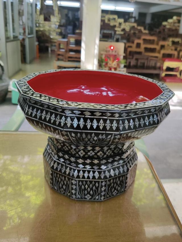 พานโตกมุก 9นิ้ว ตะลุ่มมุก ขันโตกมุก ขนาด9นิ้ว ลายกนกไทย ศิลปะล้านนา รูปที่ 2