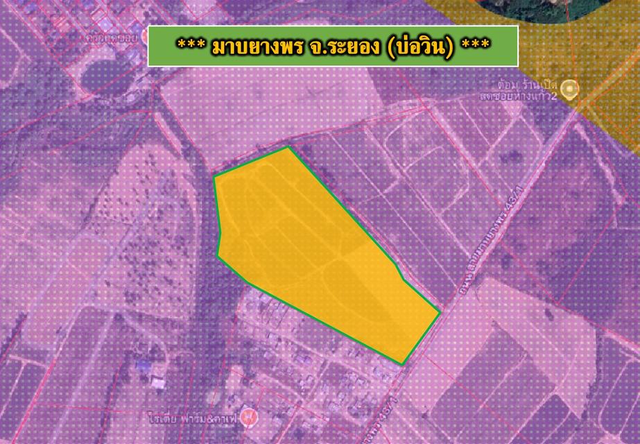 ขายที่ดินมาบยางพร-บ่อวิน (จ.ระยอง)  เนื้อที่  36-0-04 ไร่ 3