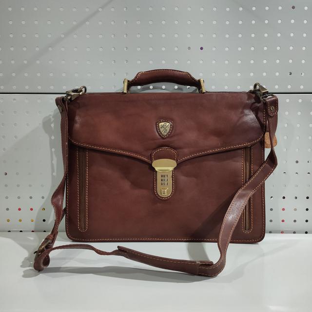 🔥Vintage Tonino Lamborghini Genuine Leather Briefcase Brown Classic Messenger Bag