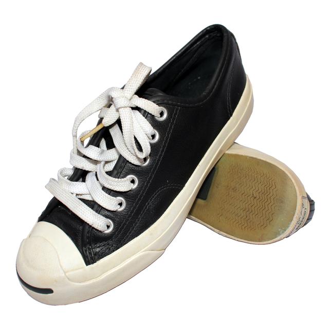 CONVERSE รองเท้าผ้าใบมือสอง Jack Purcell สีดำ หนัง สภาพสวยๆชิคๆ จัดส่งฟรี!!! เก็บปลายทาง