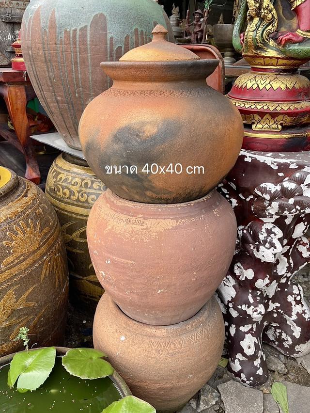 โอ่งดินแดงอยุธยา โอ่งแดงศิลปะอยุธยา โอ่งโบราณ ไซต์กลาง ขนาด40ซม