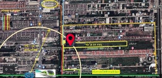 ด่วน! ขายที่ดินลำลูกกาคลองสี่ 13-0-84 ไร่ ตรว.ละ 25,500 พื้นที่สีเหลือง 750 เมตรจากถนนลำลูกกา กำลังเจริญมากๆ มีรถไฟฟ้าสายสีเขียวว 1