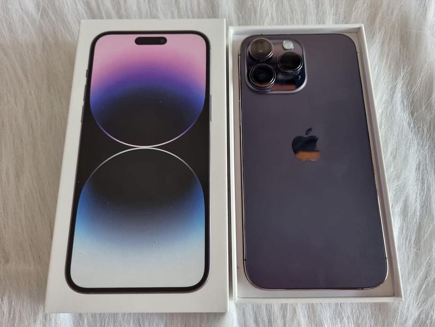 ขาย IPhone 14 Promax สีม่วง มือสองเครื่องสวยสภาพดี99% 128 GB  จะขายในราคา 25,000 บาท  1