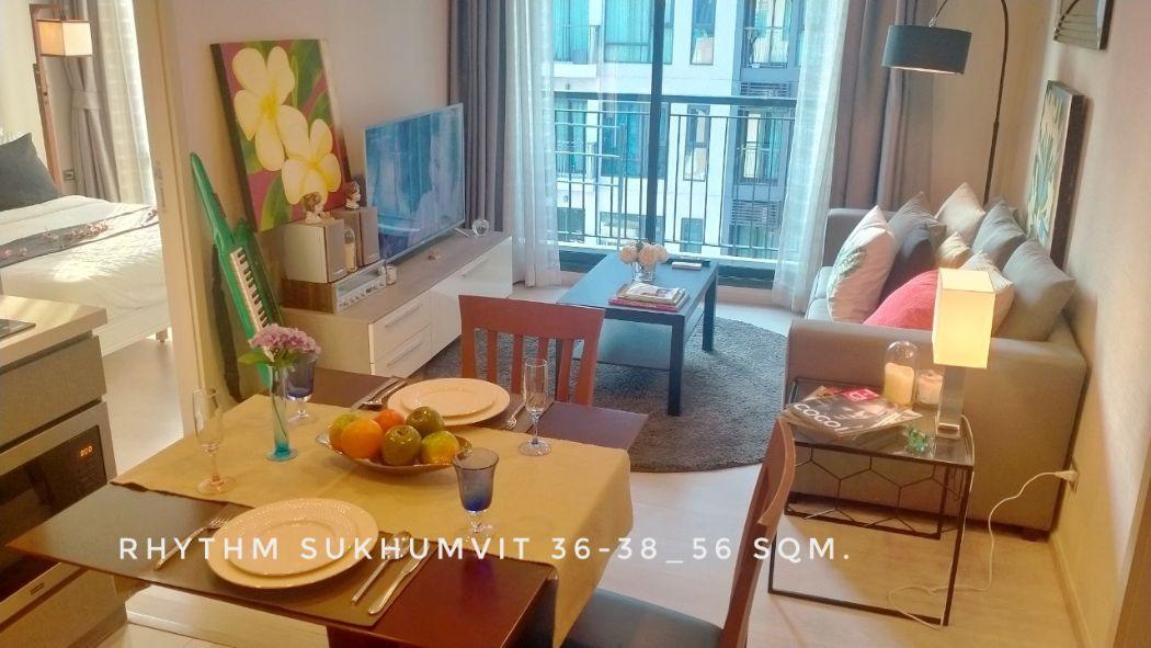 ให้เช่า คอนโด corner unit 2 bedrooms Rhythm Sukhumvit 36-38 : ริทึ่ม สุขุมวิท 36-38 56 ตรม. high floor near BTS Thonglor 3