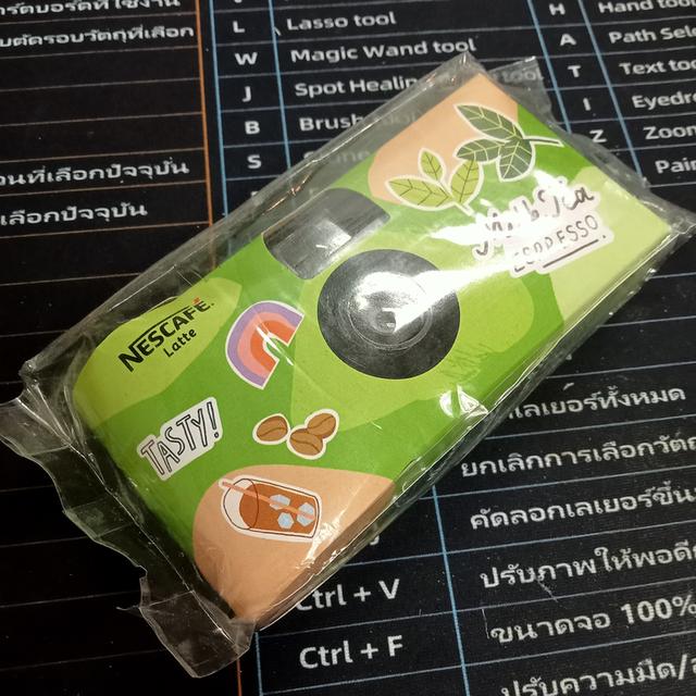 กล้องทอย แบบใช้แล้วทิ้ง ของใหม่ยังไม่แกะซอง ลาย nescafe Latte ของใหม่ ถ่ายได้ 12 รูป
