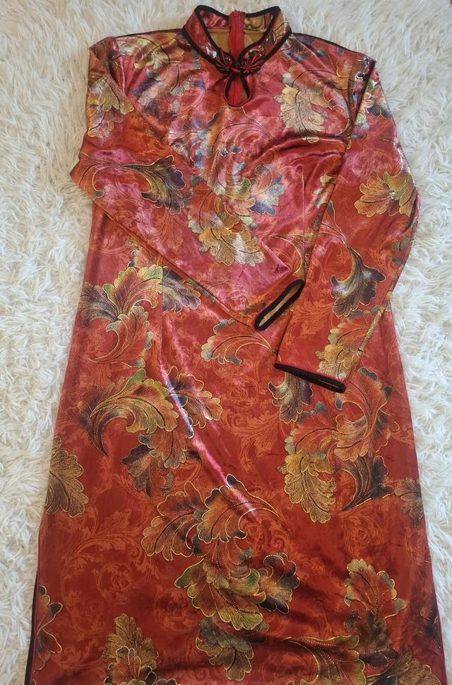 เดรสตรุษจีนผ้ากัมยี่ ของจริงสวยมาก รูปที่ 2