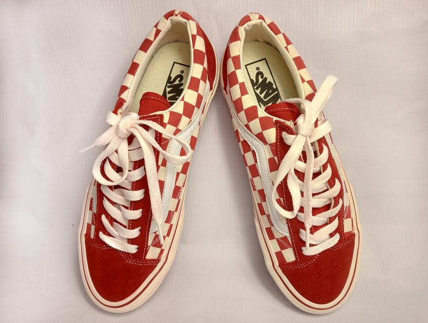 VANS รองเท้าผ้าใบของใหม่ สีแดงลายตาราง หมากรุก จัดส่งฟรี!!! เก็บปลายทาง 2