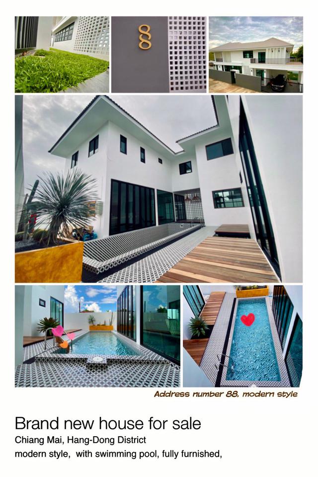 (ขายบ้านเดี่ยว 2 ชั้น) เชียงใหม่ หางดง  เลขที่ 88 สไตล์ Luxury Modern บ้านใหม่ พร้อมสระว่ายน้ำ  1