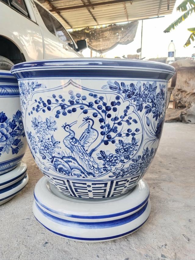 กระถางต้นไม้เคลือบลายครามสุดจึ้ง สุดปัง รูปที่ 3