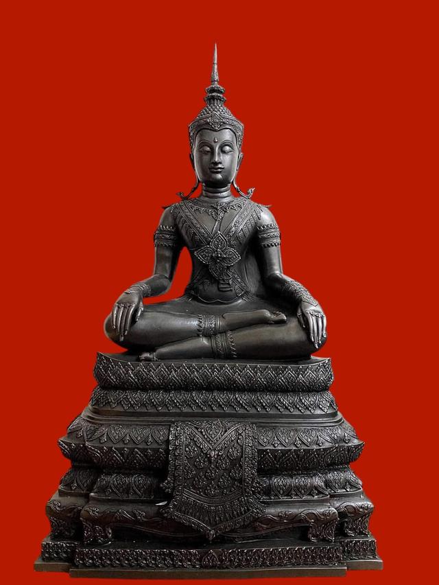 พระพุทธบัญชามหาจักรพรรดิ วัดดงป่าคำ จังหวัดพิจิตร หน้าตัก9นิ้ว ทองเหลืองรมดำ